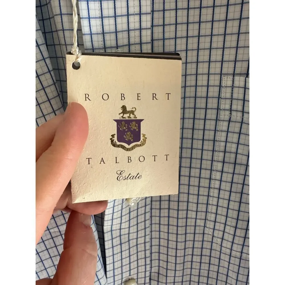 NWT Robert Talbott/Maus Hoffman Light Blue Grid Check Button-down 100% Cotton 17